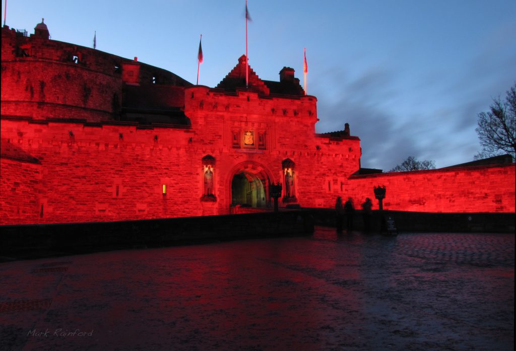 Edinburgh Castle In Red